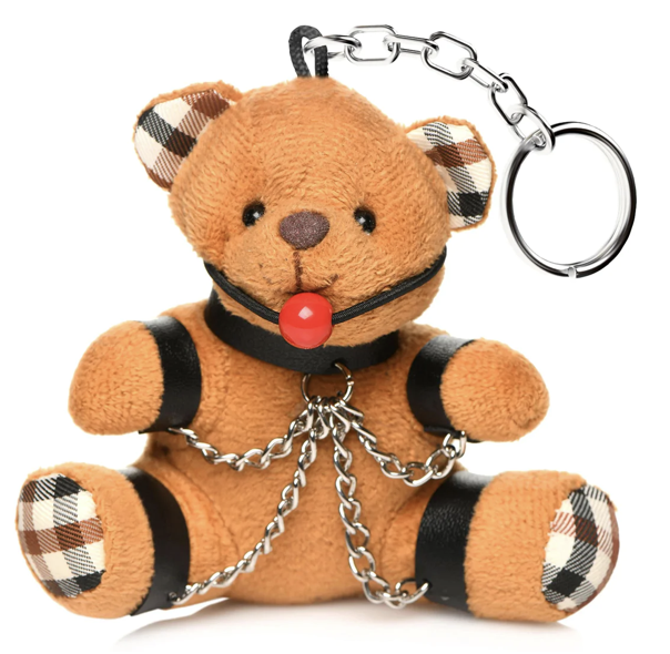 Gagged Teddy Bear Keychain - Brown