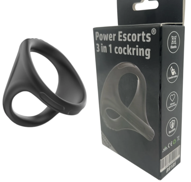 Power Escorts - BR185 - 3 In 1 Cockring - Super Flexible - Colour box