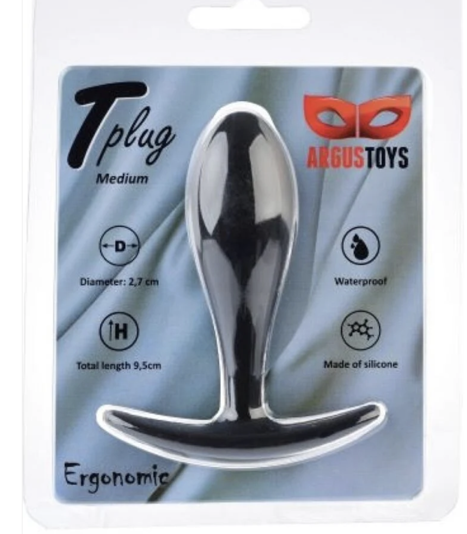 Argus T-Plug Silicone Medium - Black - 9,5 Cm