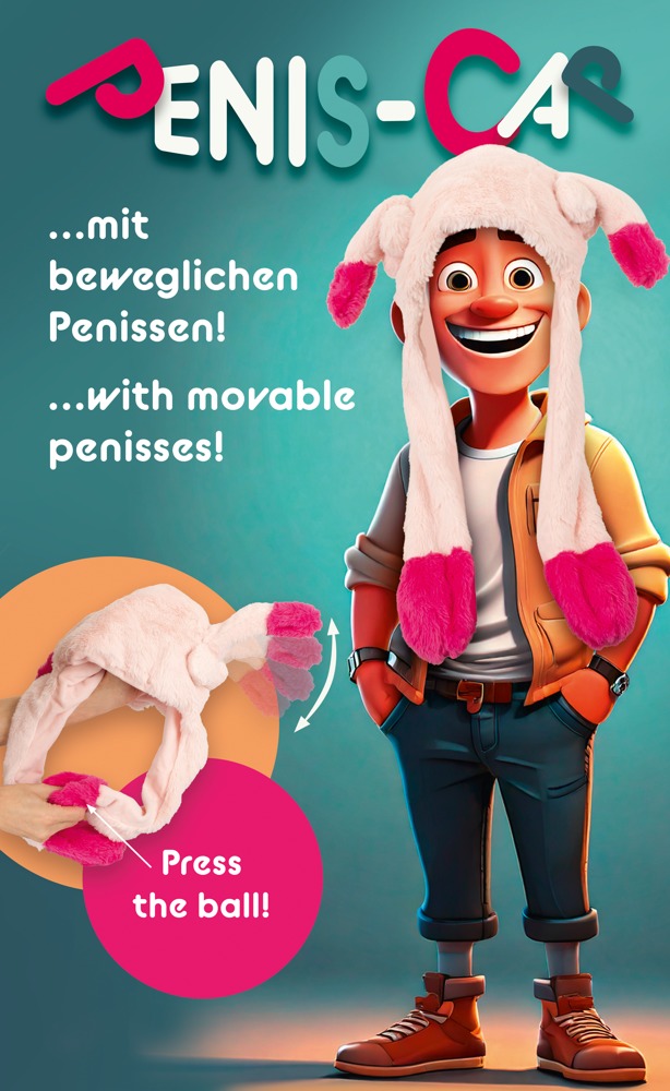 Penis-Mütze mit beweglichen Penisen