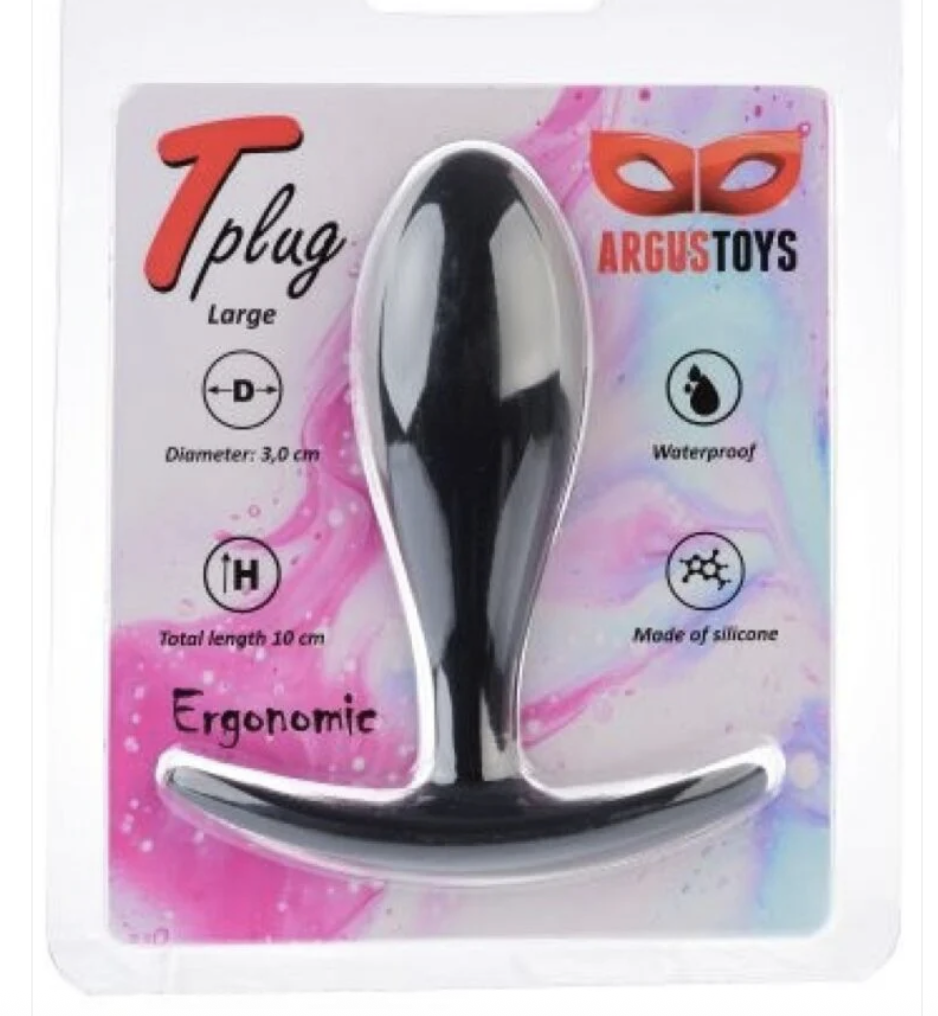Argus T-Plug Silicone Large Size 10 Cm - Black