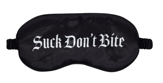 Suck Don't Bite - Printed Satin Mask - Black